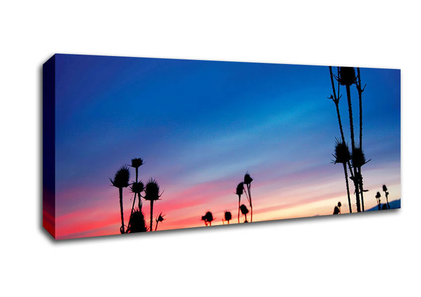 Picture of Red Winter Sky Near Dusk Panoramic Canvas Wall Art