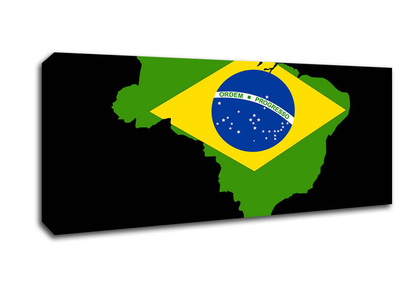 Picture of Brazillian Flag Map Panoramic Canvas Wall Art