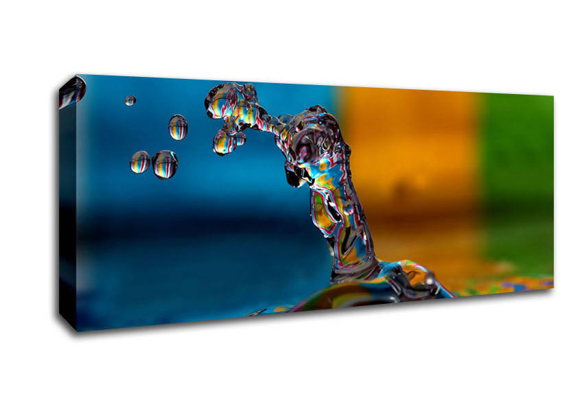 Picture of Colourful Water Splash Panoramic Canvas Wall Art