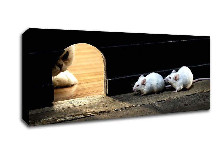 Picture of Cat And Mice Panoramic Canvas Wall Art