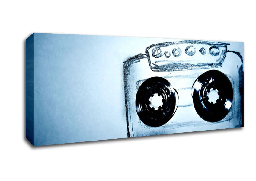 Picture of Cassette Tape Drawing Panoramic Canvas Wall Art