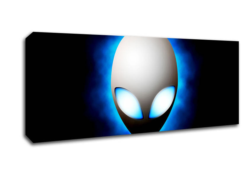 Picture of Alien Face Blue Panoramic Canvas Wall Art