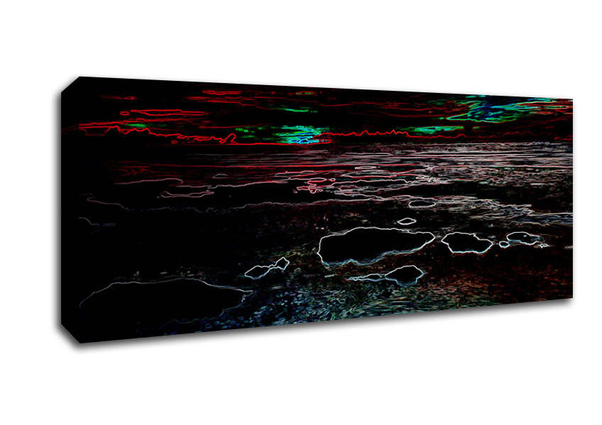 Picture of Abstract Neon Seascape Panoramic Canvas Wall Art