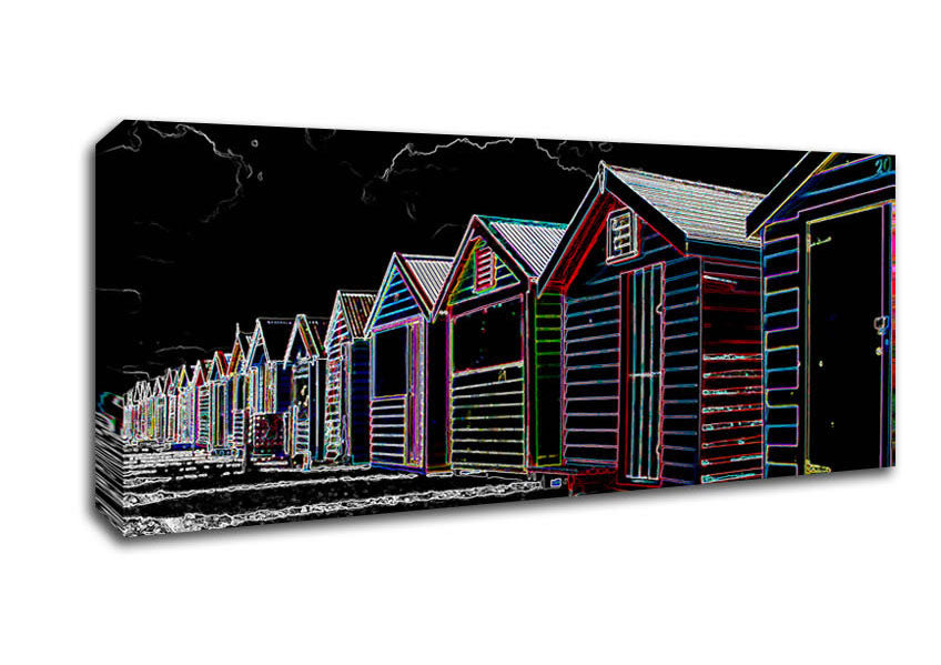 Picture of Beach Huts Panoramic Canvas Wall Art