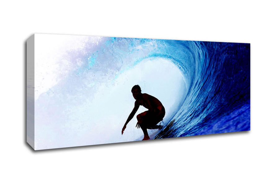 Picture of Wave Tunnel Surfer Panoramic Canvas Wall Art