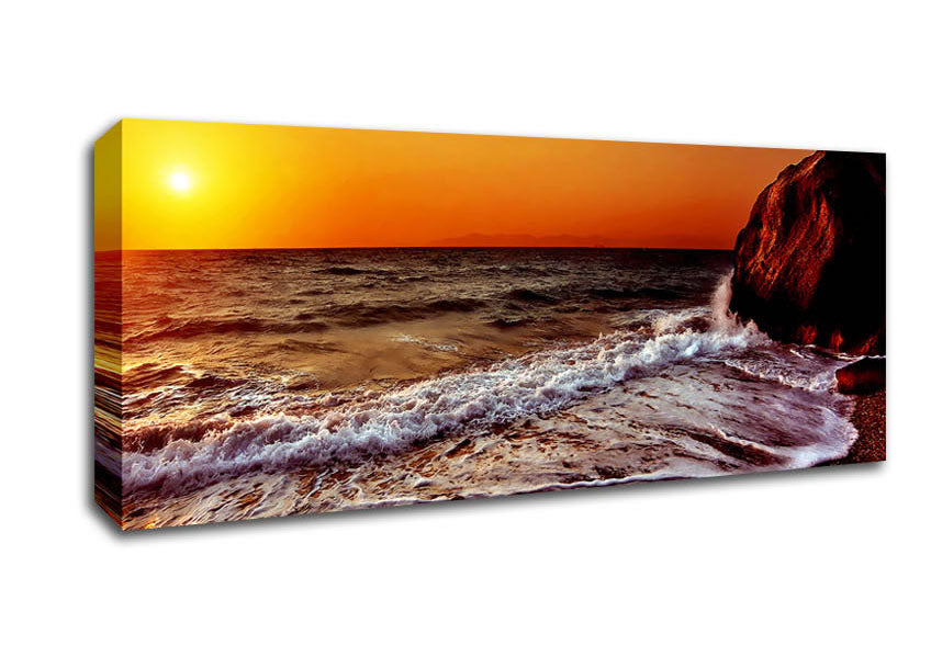 Picture of Swell Of The Ocean Sun Panoramic Canvas Wall Art