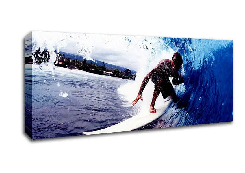 Picture of Surfer Slicing The Wave Panoramic Canvas Wall Art