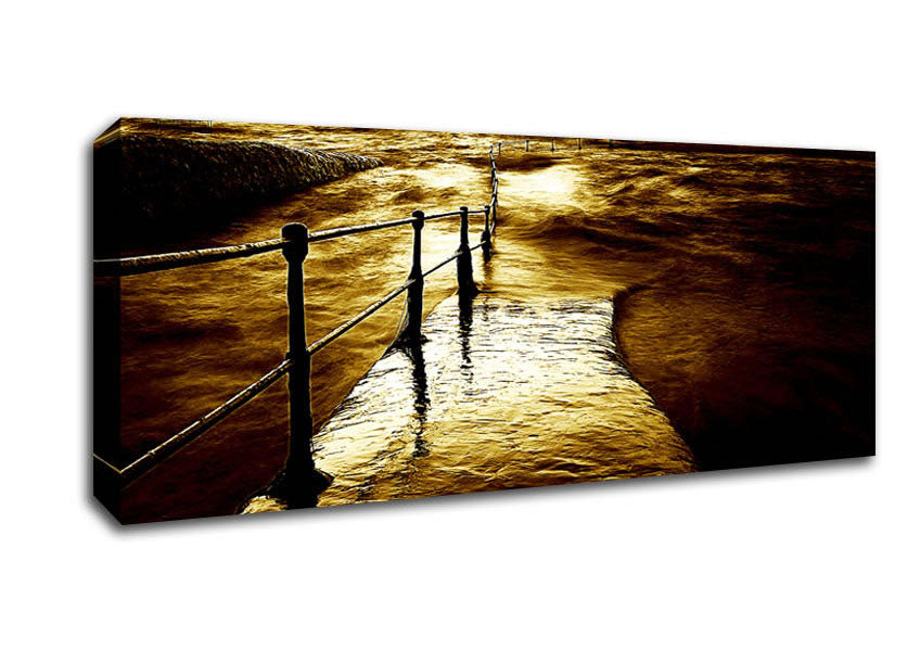 Picture of Stunning Brown Ocean Walkway Panoramic Canvas Wall Art