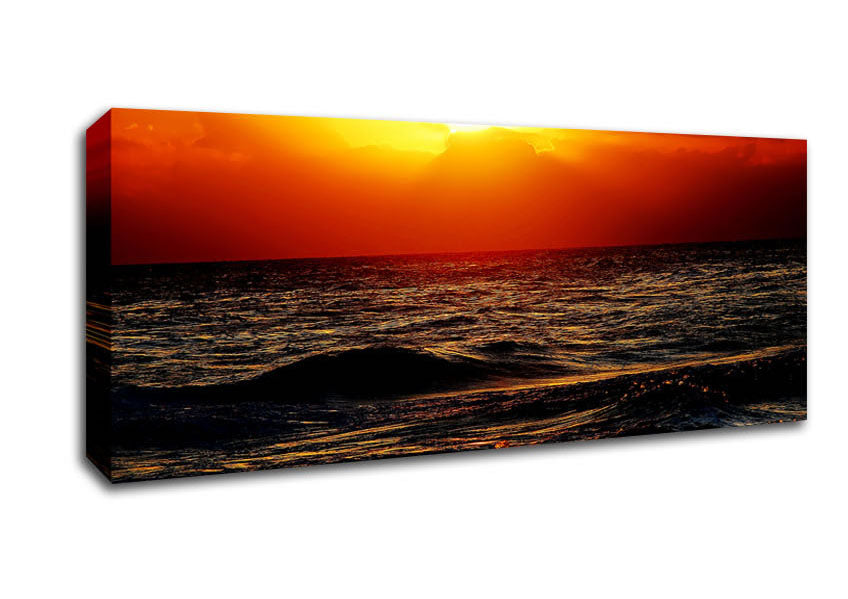 Picture of Blazing Sun Over The Crystal Ocean Panoramic Canvas Wall Art