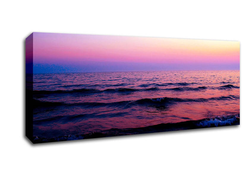 Picture of Pink n Purple Waves Of The Ocean Panoramic Canvas Wall Art