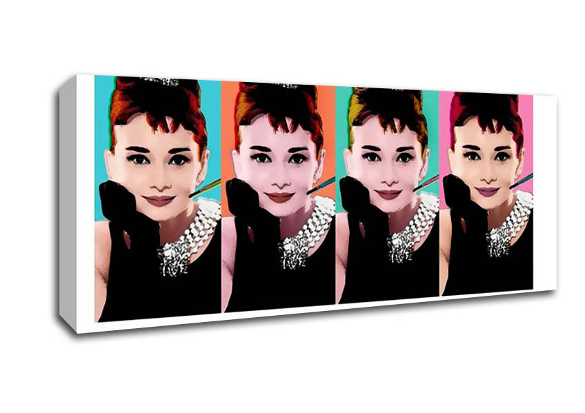 Picture of Audrey Hepburn 4 Faces Panoramic Canvas Wall Art