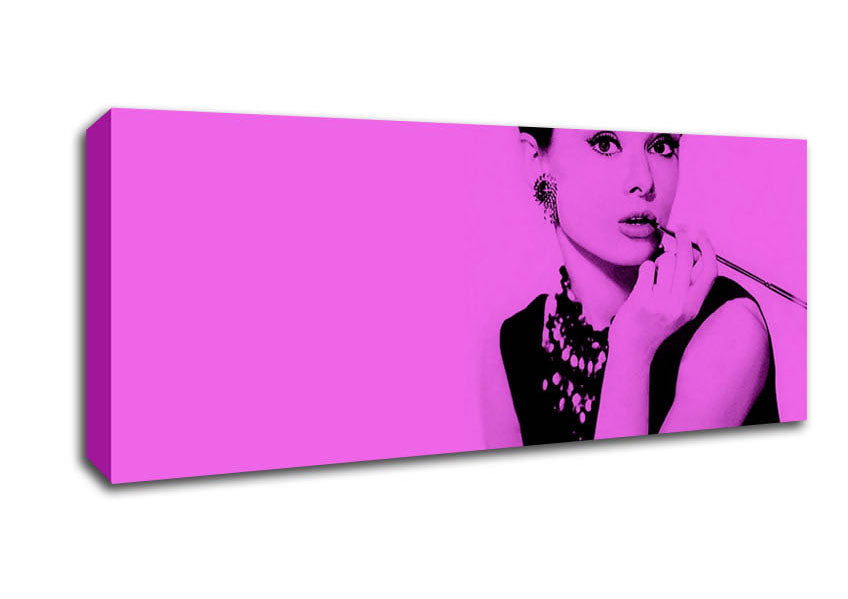 Picture of Audrey Hepburn Pink Panoramic Canvas Wall Art