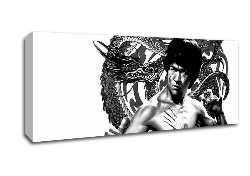 Picture of Bruce Lee Dragon B n W Panoramic Canvas Wall Art