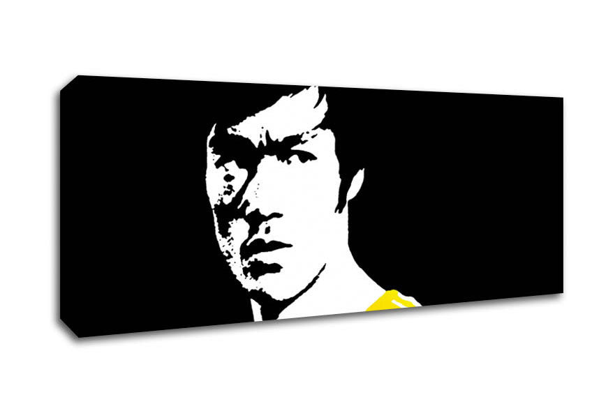 Picture of Bruce Lee Dragon Yellow Jump Suit Panoramic Canvas Wall Art