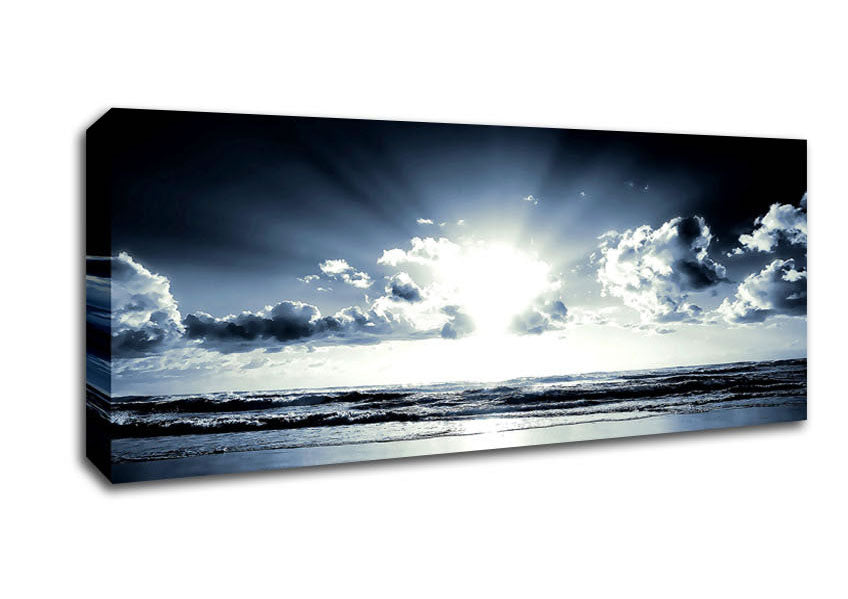 Picture of Blue Sunshine On The Beach Panoramic Canvas Wall Art