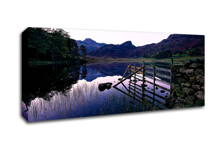 Picture of Beautiful Lake Above The Hills Panoramic Canvas Wall Art