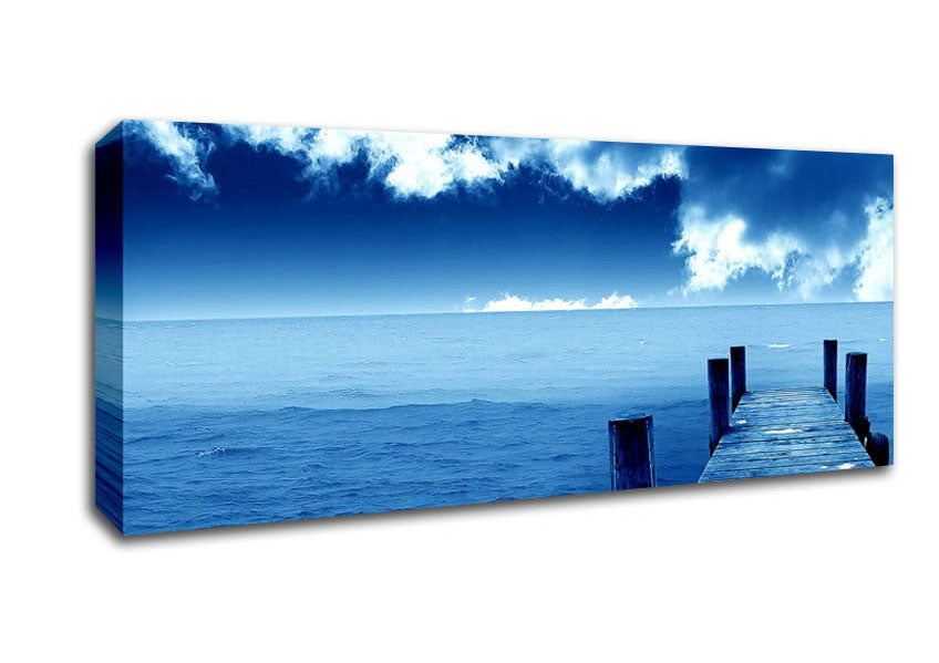 Picture of Blue Dock Clouds Panoramic Canvas Wall Art