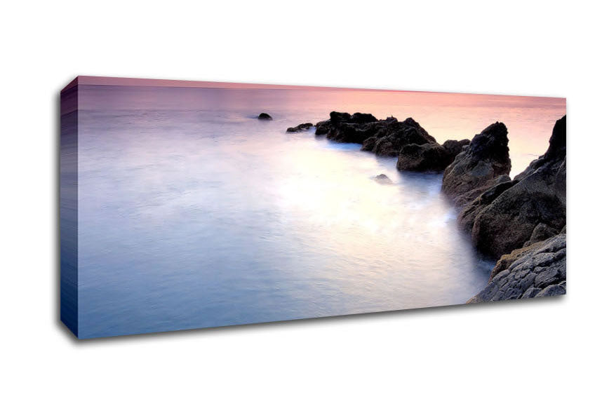 Picture of Beautiful Serene Ocean Rocks Panoramic Canvas Wall Art