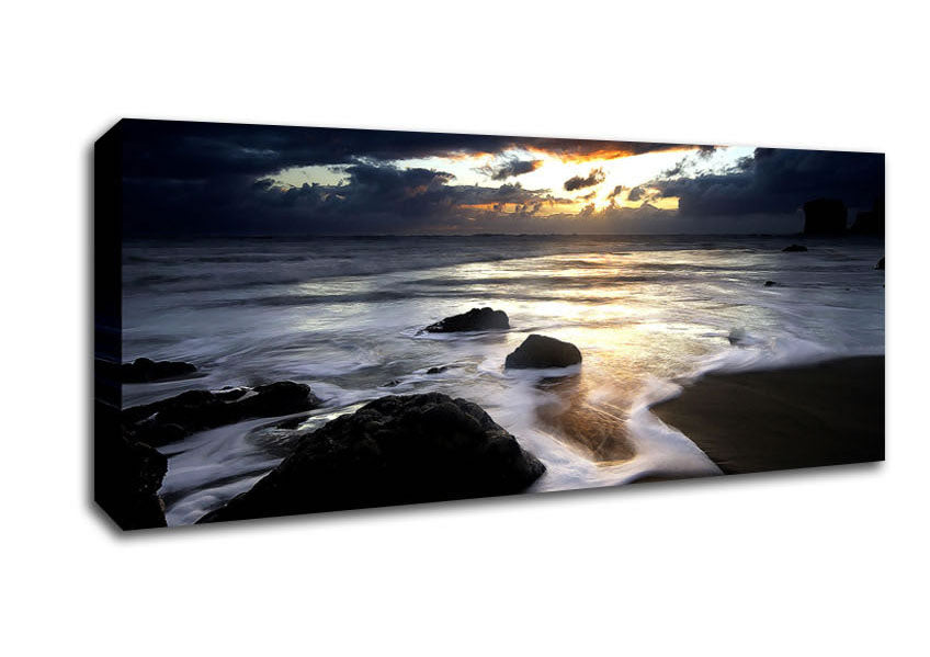 Picture of Beautiful Beach Ocean As Dawn Breaks Panoramic Canvas Wall Art