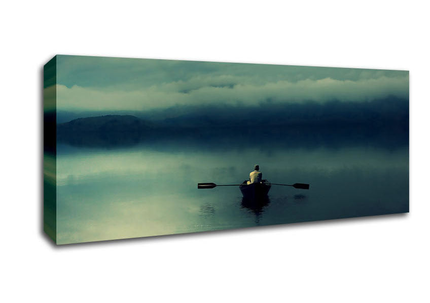 Picture of Boating At Dusk Panoramic Canvas Wall Art