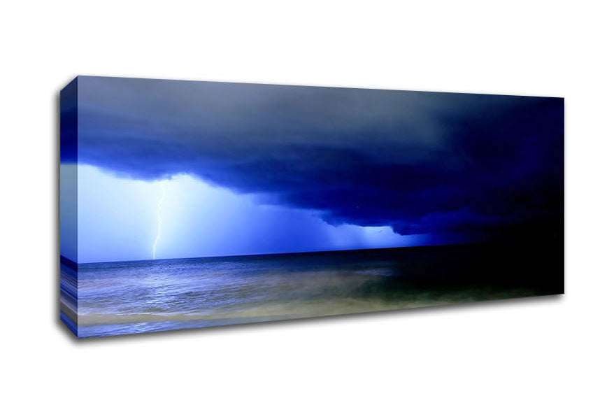 Picture of Blue Lightning Seas Panoramic Canvas Wall Art