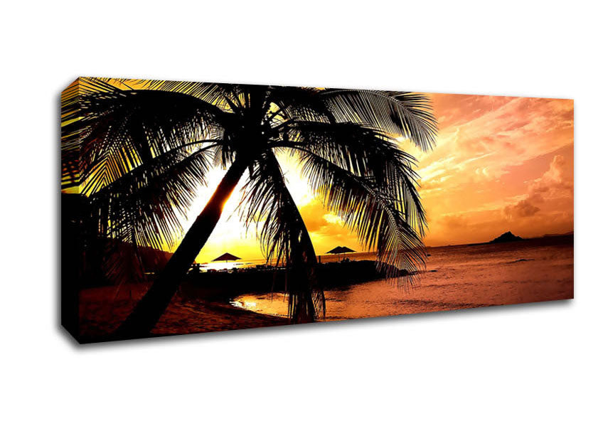 Picture of Beach Colours In Twilight Panoramic Canvas Wall Art