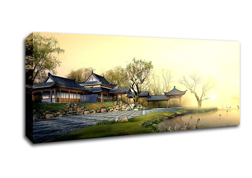 Picture of Beautiful Japanese Garden Panoramic Canvas Wall Art