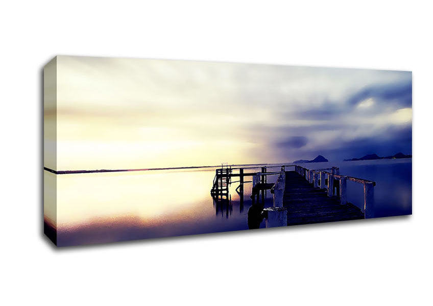 Picture of Calm Ocean Pier Panoramic Canvas Wall Art