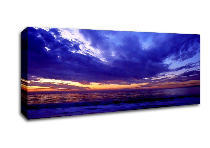 Picture of Blue Lilac Sunset Ocean Panoramic Canvas Wall Art