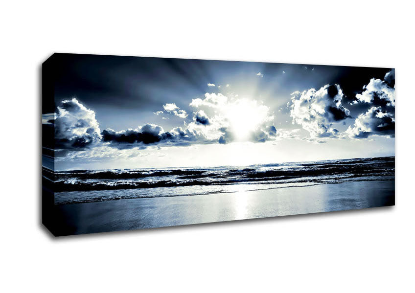 Picture of Blue Sunburst Panoramic Canvas Wall Art