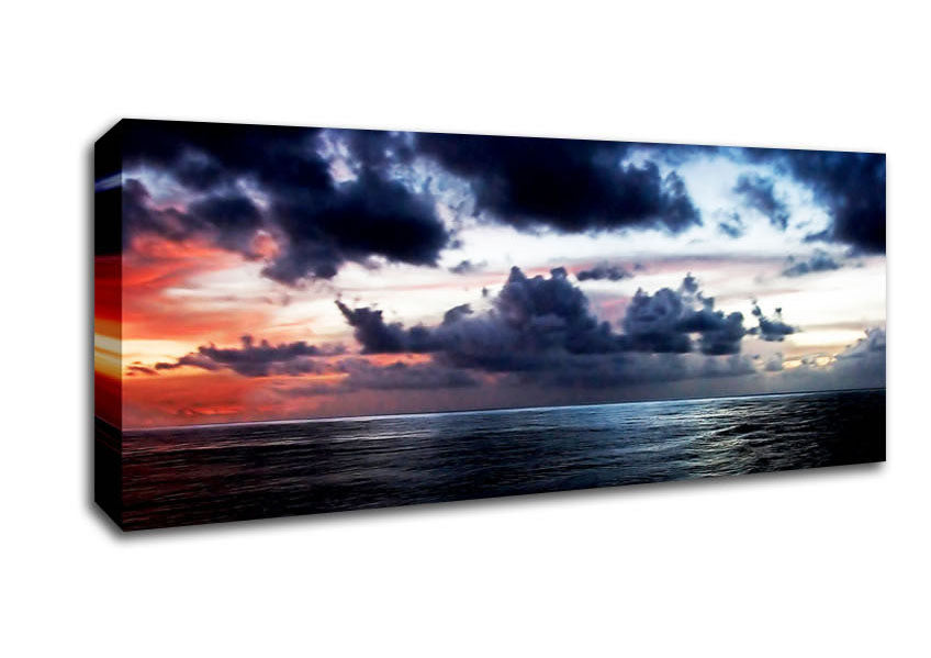 Picture of Blue Ocean Shoreline Panoramic Canvas Wall Art