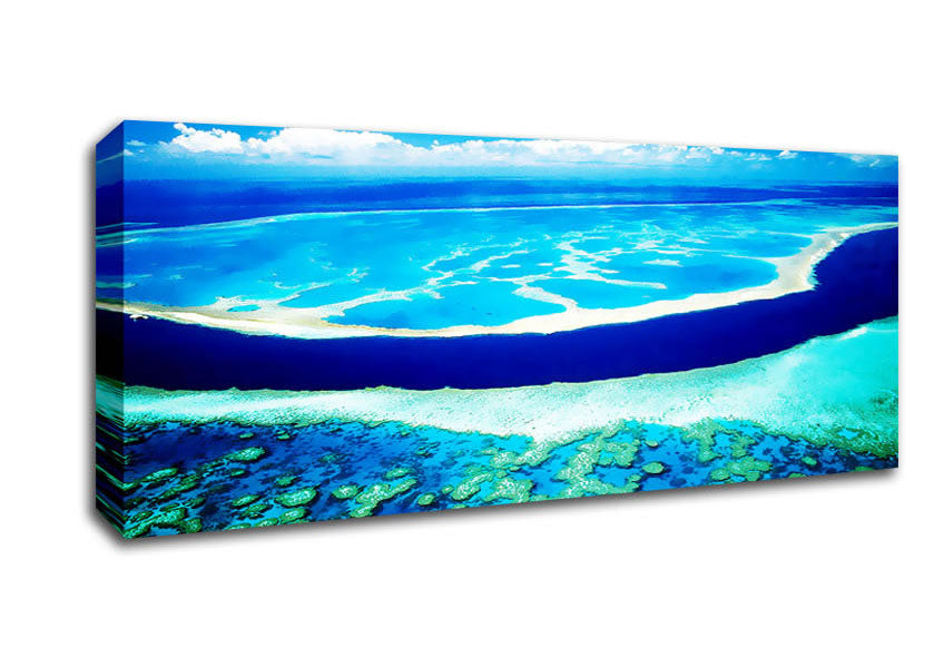 Picture of Ariel View Of The Turquoise Ocean Panoramic Canvas Wall Art