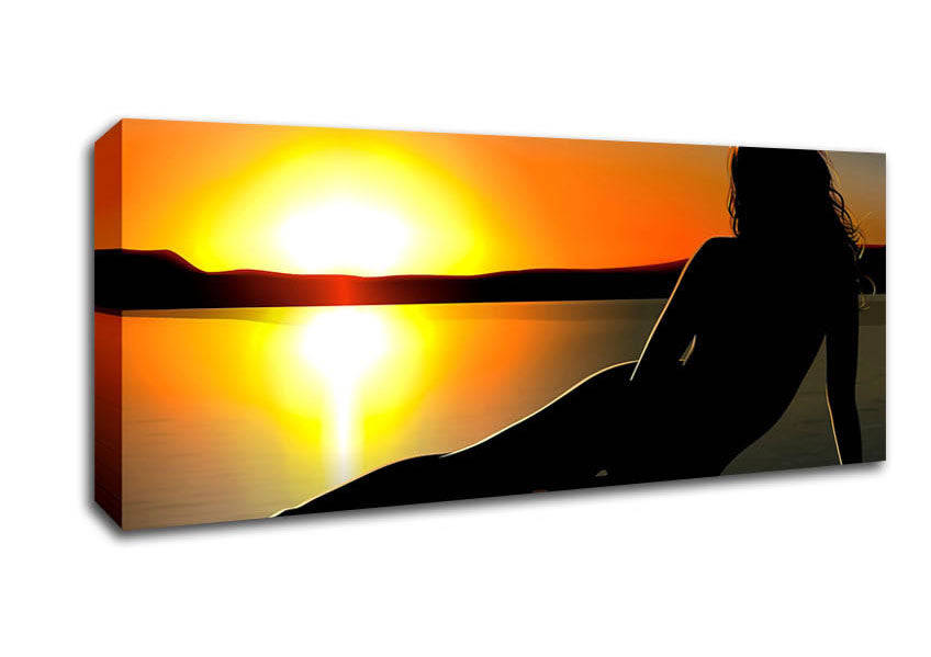 Picture of Woman In The Shade Panoramic Canvas Wall Art