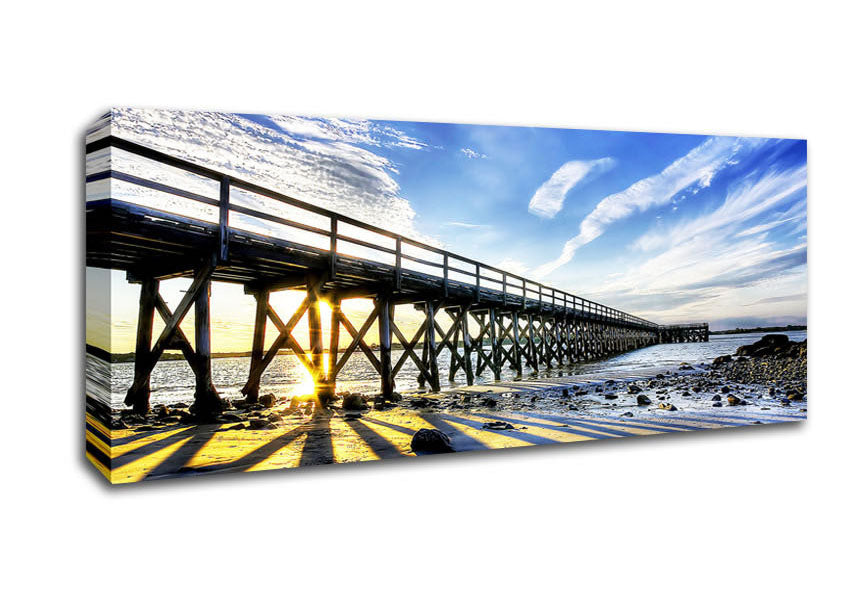 Picture of Sun Peaks Through The Pier Panoramic Canvas Wall Art