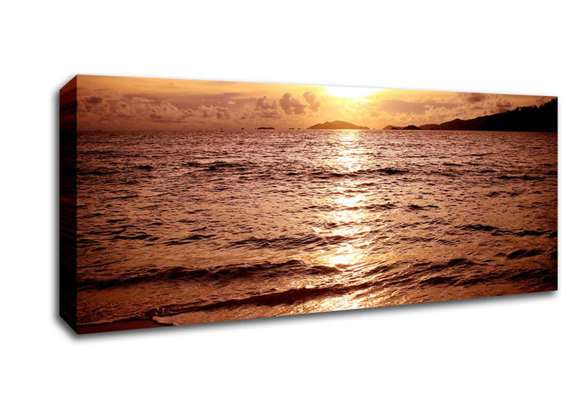 Picture of Sunset Beach Sparkle Panoramic Canvas Wall Art