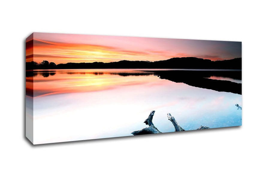 Picture of Driftwood In The Tranquil Ocean Panoramic Canvas Wall Art