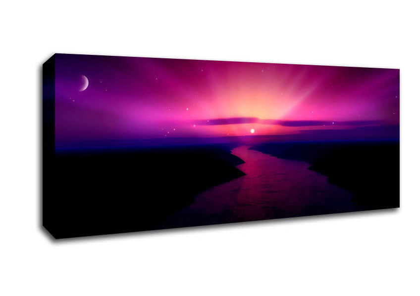 Picture of Morning Purple Sunrise Panoramic Canvas Wall Art