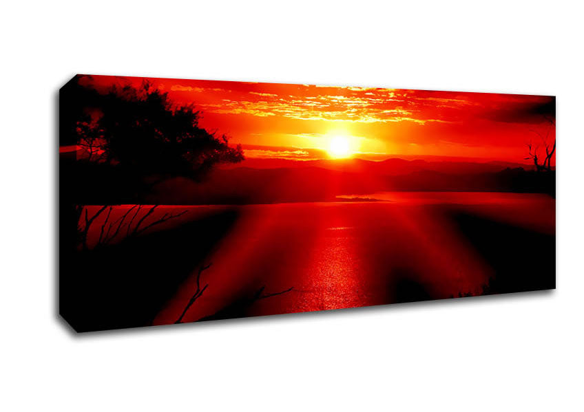 Picture of Red Sun Rays Panoramic Canvas Wall Art