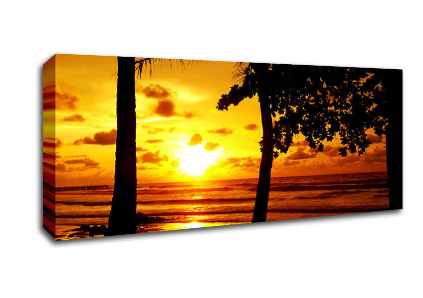 Picture of Sun Reflections Over The Beach Panoramic Canvas Wall Art