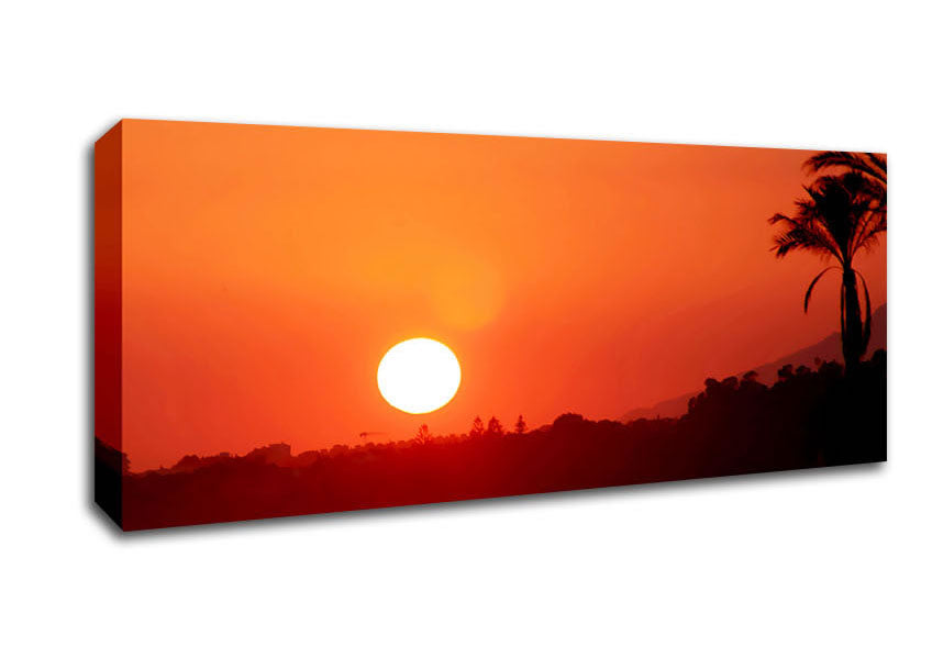 Picture of Peach Ocean Sunset Panoramic Canvas Wall Art