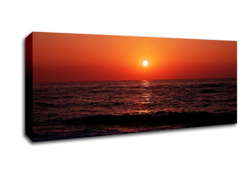 Picture of The Oceans Orange Sun Panoramic Canvas Wall Art