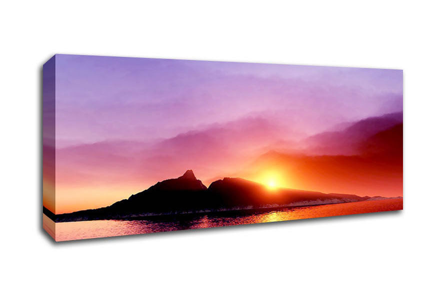 Picture of As The Sun Peeps Over The Mountain Ocean Panoramic Canvas Wall Art