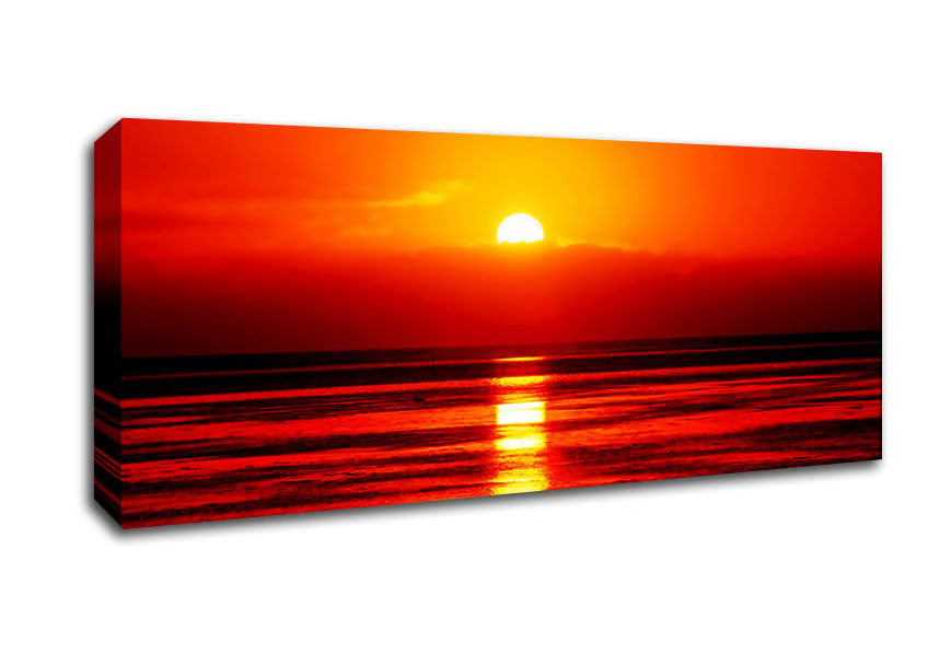 Picture of Reflections Of The Sun At Dusk Panoramic Canvas Wall Art