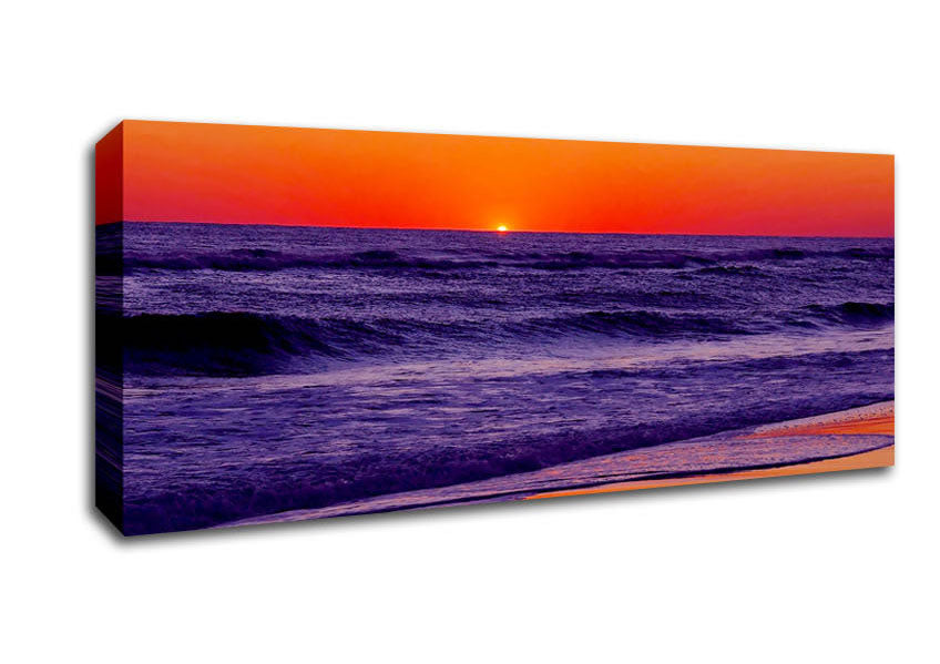 Picture of As The Sun Sets Over The Ocean Panoramic Canvas Wall Art