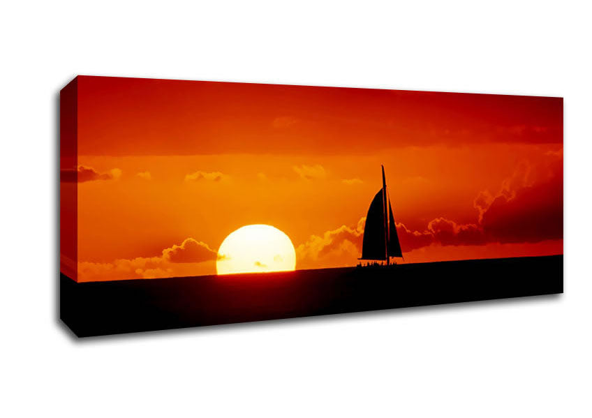 Picture of Sailboat Sunset Panoramic Canvas Wall Art