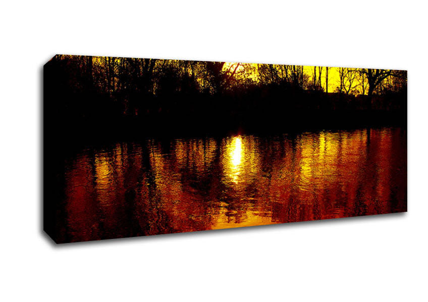 Picture of Ochre Lake Reflections At Sunset Panoramic Canvas Wall Art