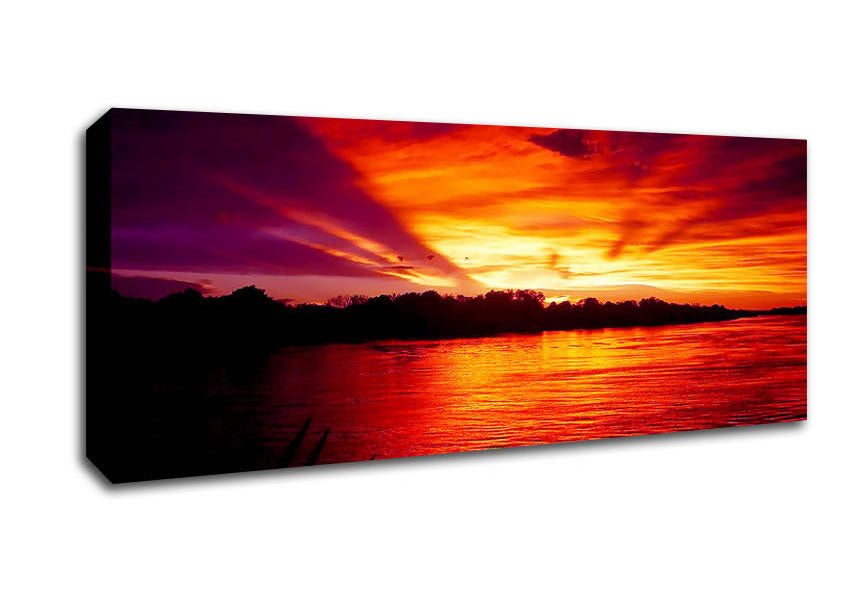 Picture of Red Mountain Lake 02 Panoramic Canvas Wall Art