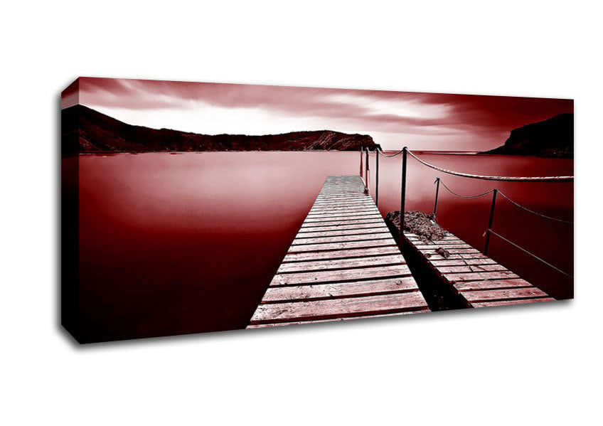 Picture of Red Abstract Pier Panoramic Canvas Wall Art