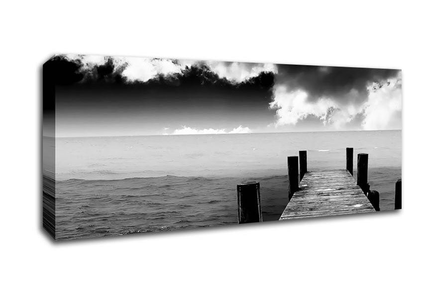 Picture of Black And White Pier Panoramic Canvas Wall Art