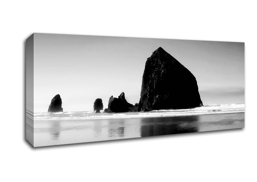 Picture of Turning Of The Tides B n W Panoramic Canvas Wall Art